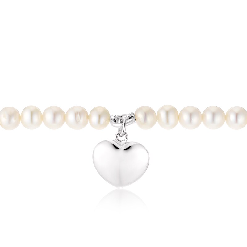 Sterling Silver Pearl Puff Heart Bracelet