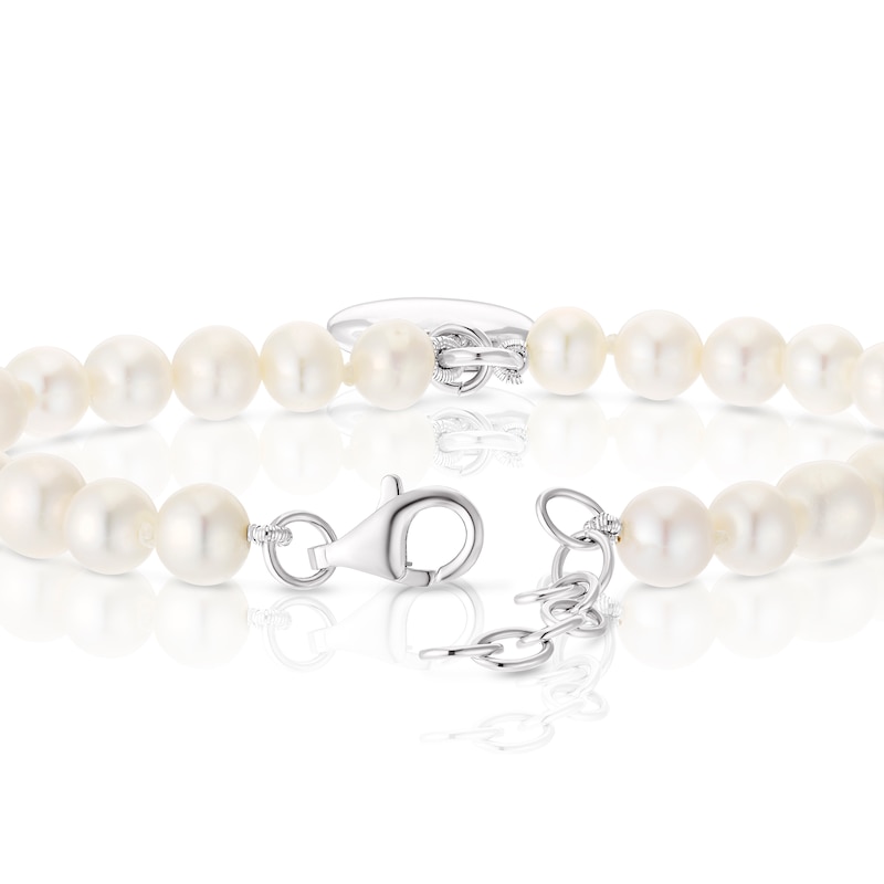 Main Image 3 of Sterling Silver Pearl Puff Heart Bracelet