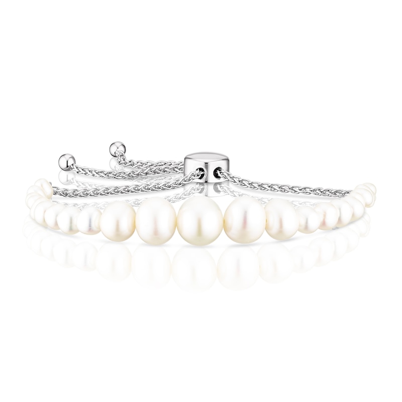 Main Image 1 of Sterling Silver Pearl Chain Bolo Bracelet