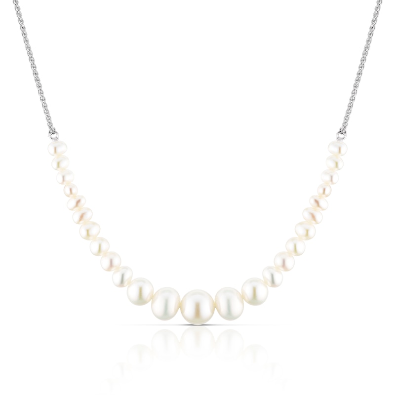 Main Image 1 of Sterling Silver Graduated Pearl Chain Necklace