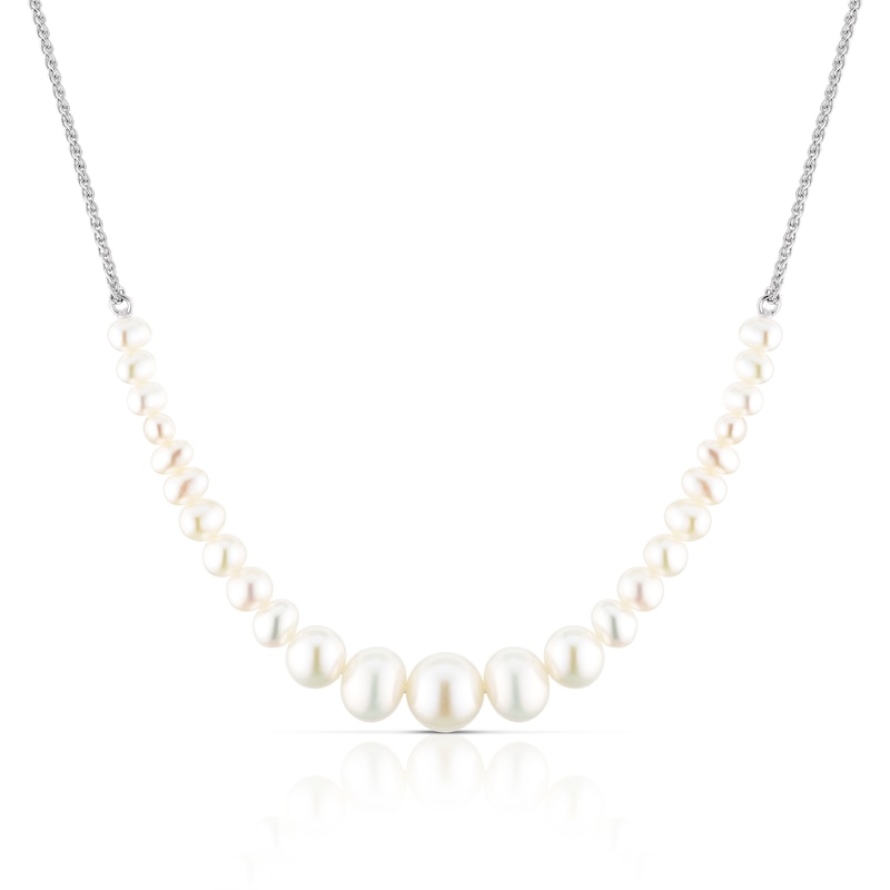 Sterling Silver Graduated Pearl Chain Necklace