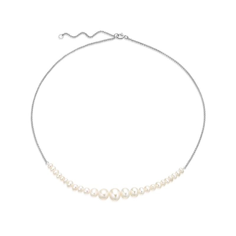 Sterling Silver Graduated Pearl Chain Necklace