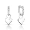 Thumbnail Image 0 of Sterling Silver Cubic Zirconia White Enamel Heart Earrings