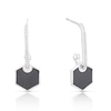 Thumbnail Image 0 of Sterling Silver Crystal Black Enamel Hexagon Drop Earrings