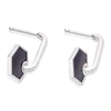 Thumbnail Image 1 of Sterling Silver Crystal Black Enamel Hexagon Drop Earrings