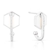 Thumbnail Image 1 of Sterling Silver Crystal White Hexagon Drop Hoop Earrings