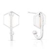 Thumbnail Image 0 of Sterling Silver Crystal White Hexagon Drop Hoop Earrings