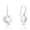 Thumbnail Image 1 of Sterling Silver Cubic Zirconia Polished Heart Drop Earrings