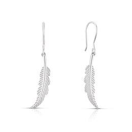 Sterling Silver Feather Drop Earrings