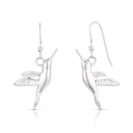 Sterling Silver Hummingbird Drop Earrings