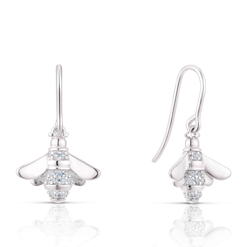 Main Image 1 of Sterling Silver Cubic Zirconia Bee Drop Earrings
