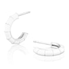 Thumbnail Image 1 of Sterling Silver White Enamel Bamboo Half Hoop Earrings