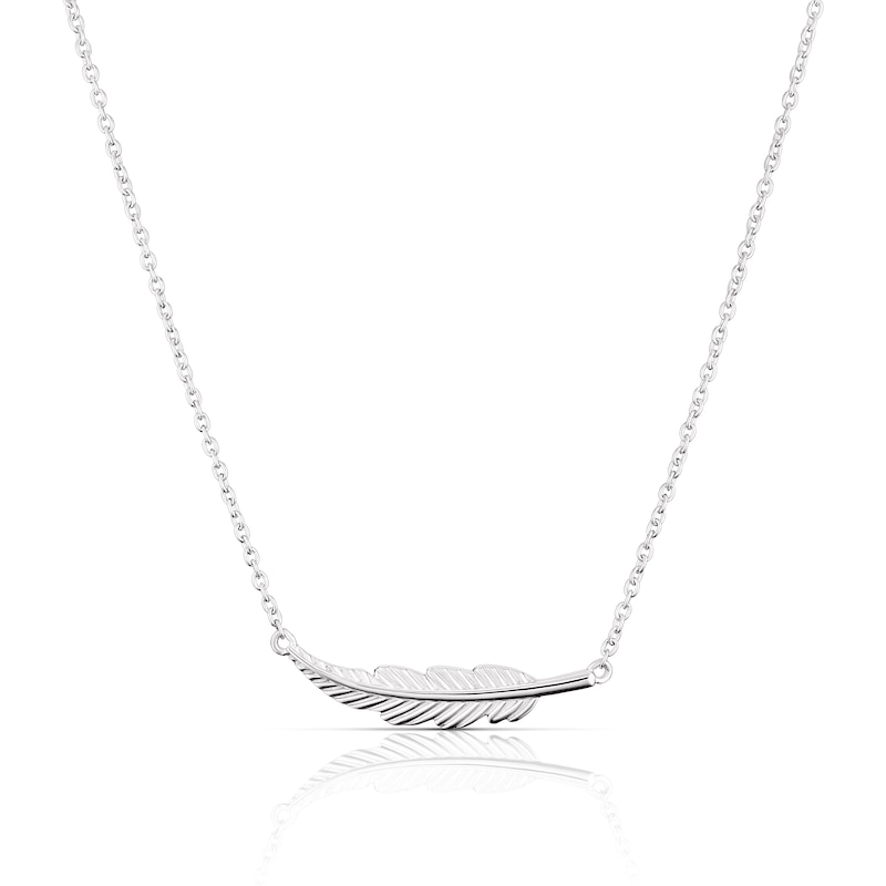 Main Image 1 of Sterling Silver Feather Necklace