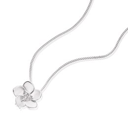 Sterling Silver Cubic Zirconia Cherry Blossom Necklace