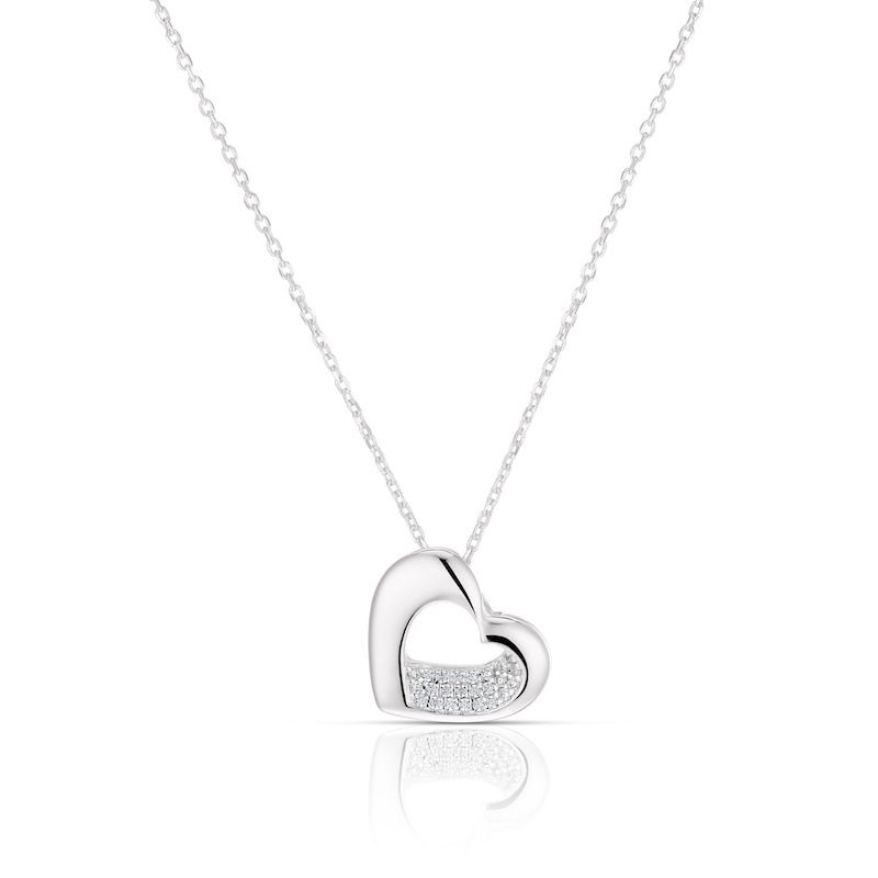Main Image 1 of Sterling Silver Cubic Zirconia Polished Heart Pendant
