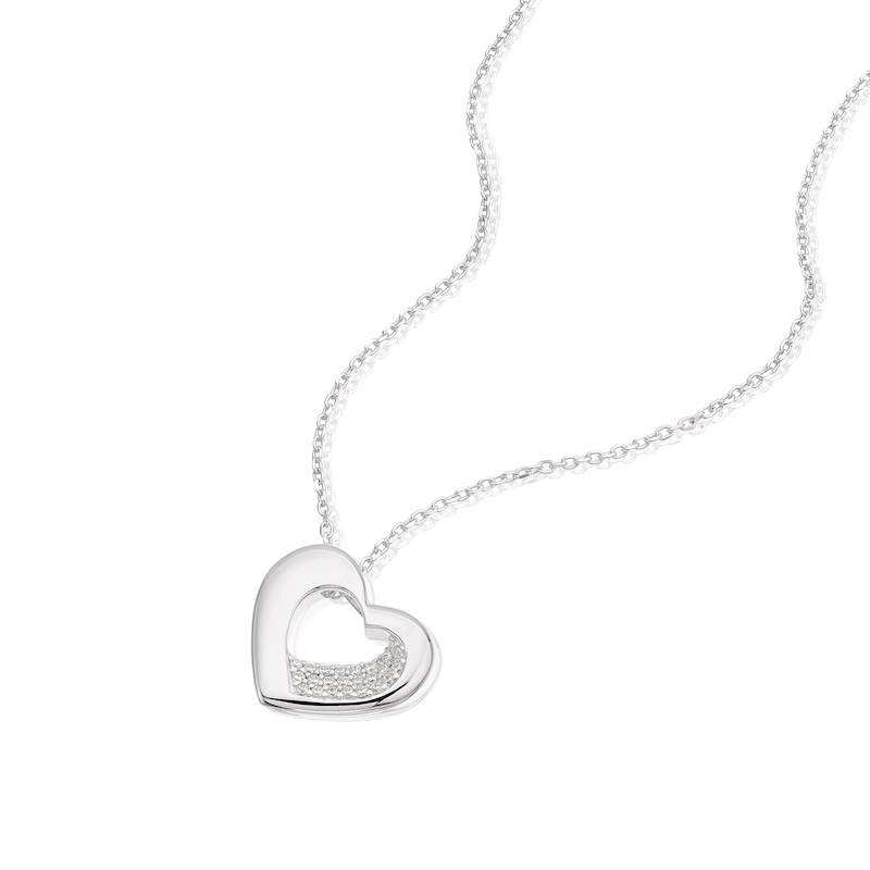 Main Image 2 of Sterling Silver Cubic Zirconia Polished Heart Pendant