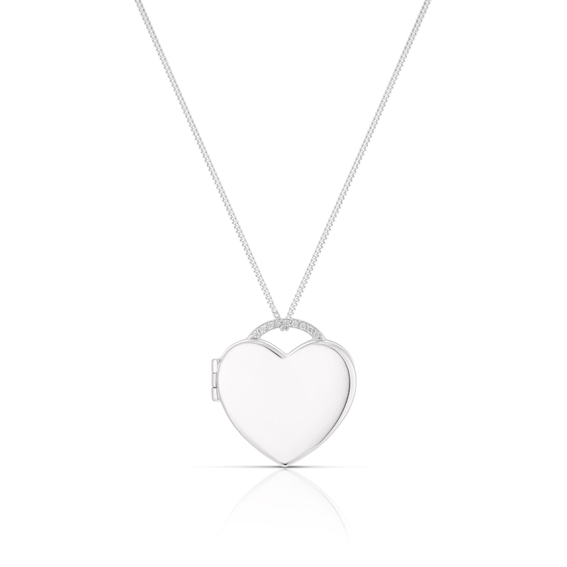 Sterling Silver Cubic Zirconia Heart Locket