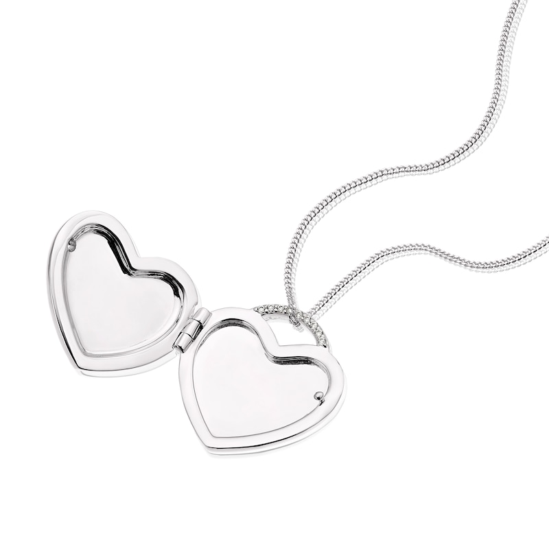 Sterling Silver Cubic Zirconia Heart Locket