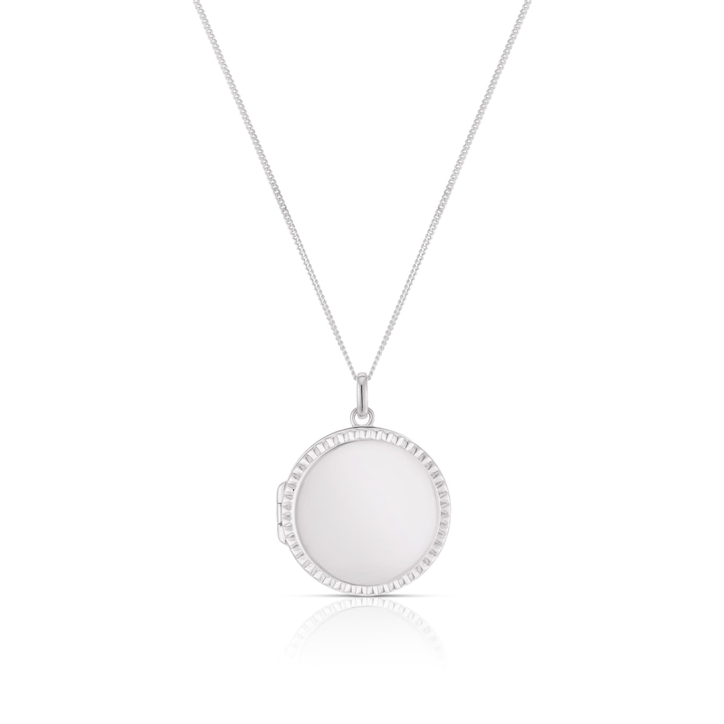 Main Image 1 of Sterling Silver Diamond Cut Round Locket