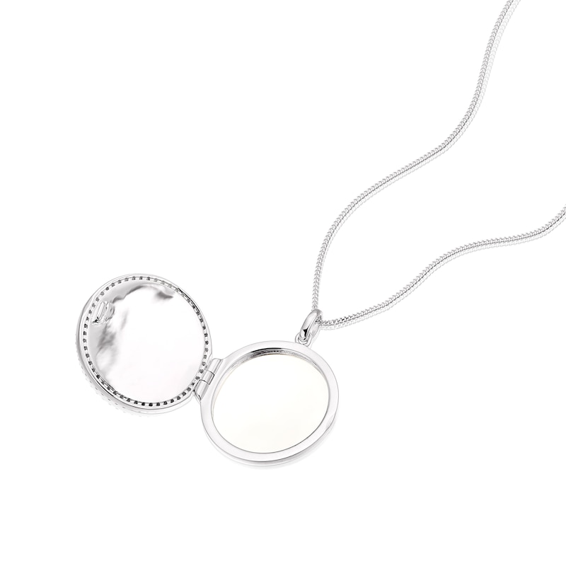 Main Image 2 of Sterling Silver Mother Of Pearl & CZ Locket