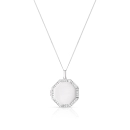 Sterling Cubic Zirconia Octagon Locket