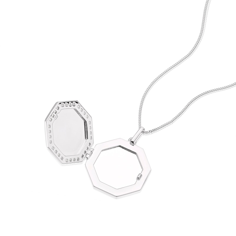 Main Image 2 of Sterling Cubic Zirconia Octagon Locket