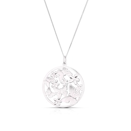 Sterling Silver Butterfly & Flower Pendant