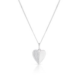 Sterling Silver Cubic Zirconia Heart Pendant Necklace