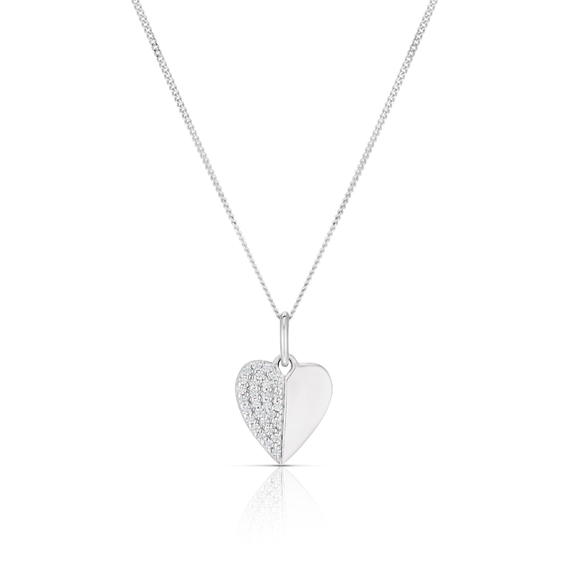 Main Image 1 of Sterling Silver Cubic Zirconia Heart Pendant Necklace