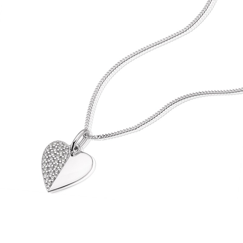 Main Image 2 of Sterling Silver Cubic Zirconia Heart Pendant Necklace