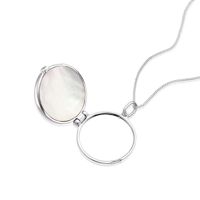 Main Image 2 of Sterling Silver Pink Mother Of Pearl Filigree Locket