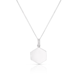 Sterling Cubic Zirconia Hexagon Locket