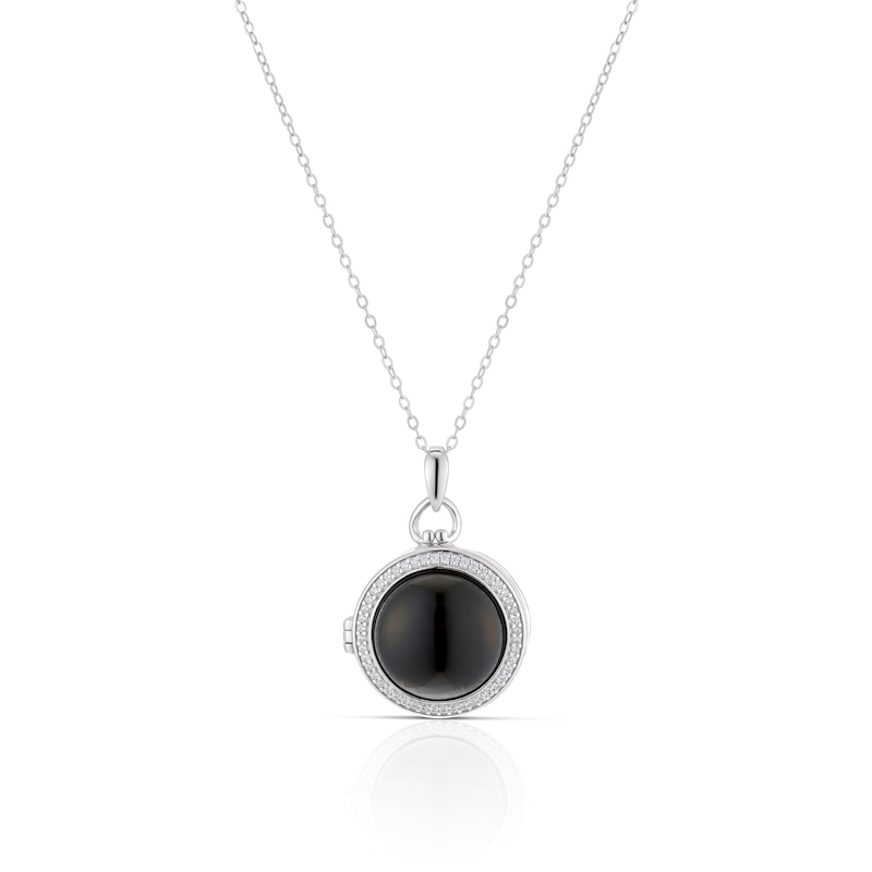 Silver locket with onyx 