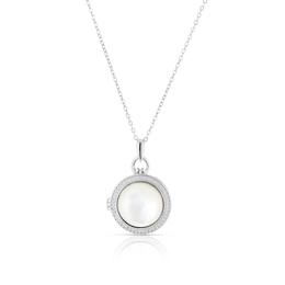 Sterling Silver Mother Of Pearl & Cubic Zirconia Locket