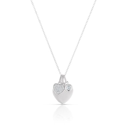 Sterling Silver Cubic Zirconia Heart Trio Charm Pendant