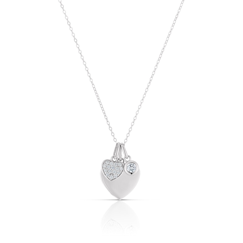 Main Image 1 of Sterling Silver Cubic Zirconia Heart Trio Charm Pendant