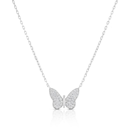 Sterling Silver Cubic Zirconia Butterfly Necklace