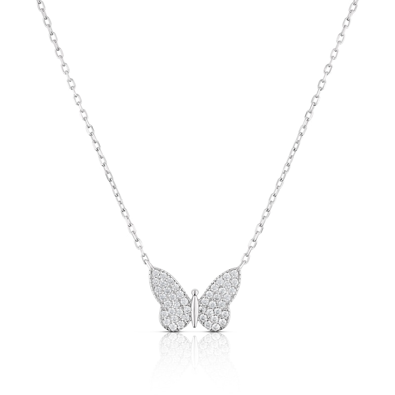 Main Image 1 of Sterling Silver Cubic Zirconia Butterfly Necklace