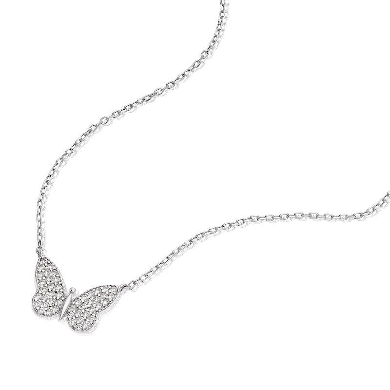 Main Image 2 of Sterling Silver Cubic Zirconia Butterfly Necklace