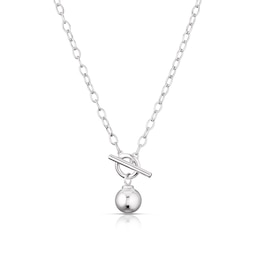 Sterling Silver Ball T-Bar Necklace