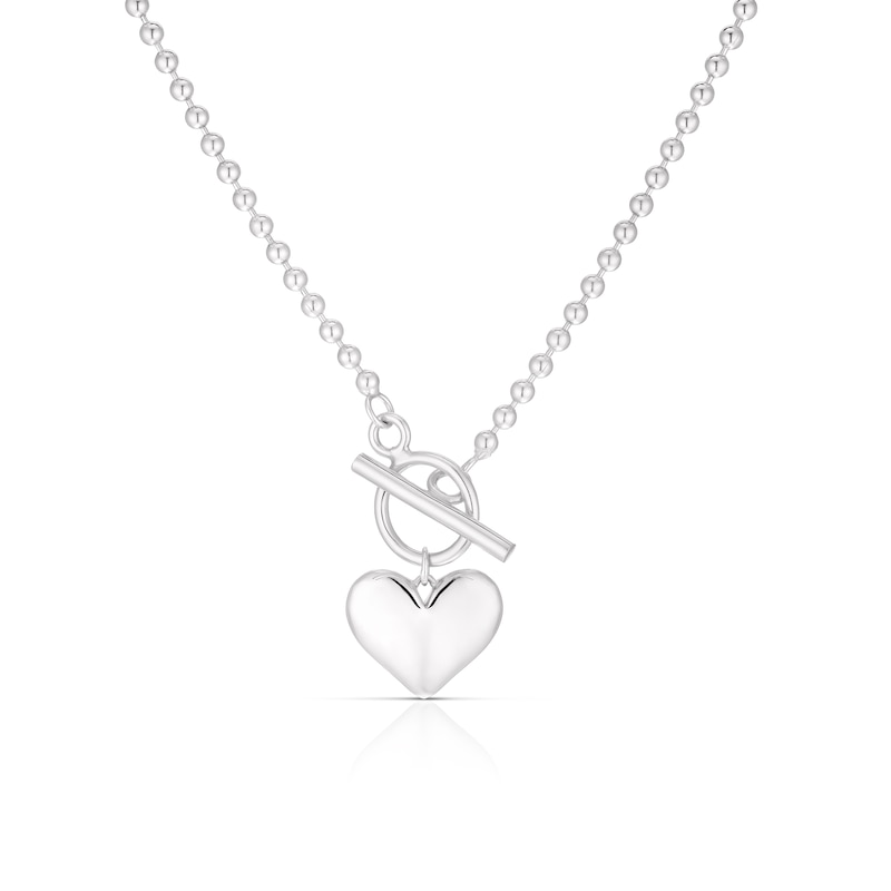 Main Image 1 of Sterling Silver Heart T-Bar Pendant Necklace
