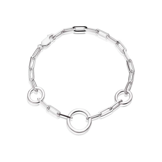 Sterling Silver Circle Paper Link Bracelet