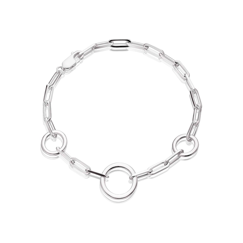 Main Image 1 of Sterling Silver Circle Paper Link Bracelet