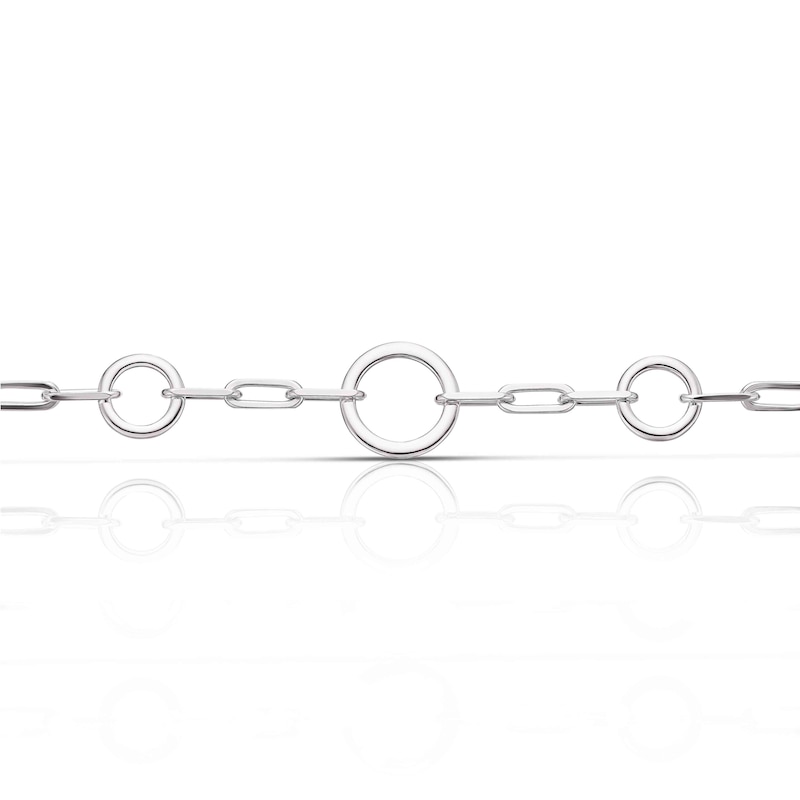 Main Image 2 of Sterling Silver Circle Paper Link Bracelet