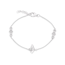 Sterling Silver Cubic Zirconia Bee & Honeycomb Bracelet
