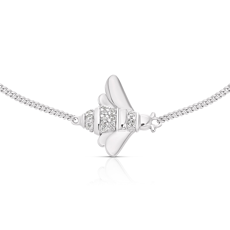 Main Image 2 of Sterling Silver Cubic Zirconia Bee & Honeycomb Bracelet