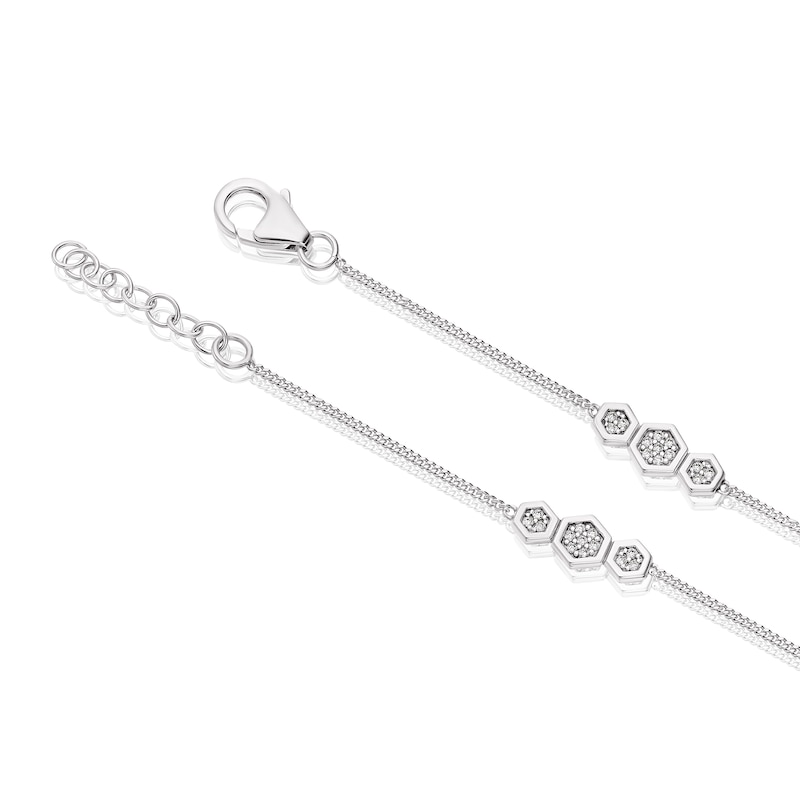 Main Image 3 of Sterling Silver Cubic Zirconia Bee & Honeycomb Bracelet