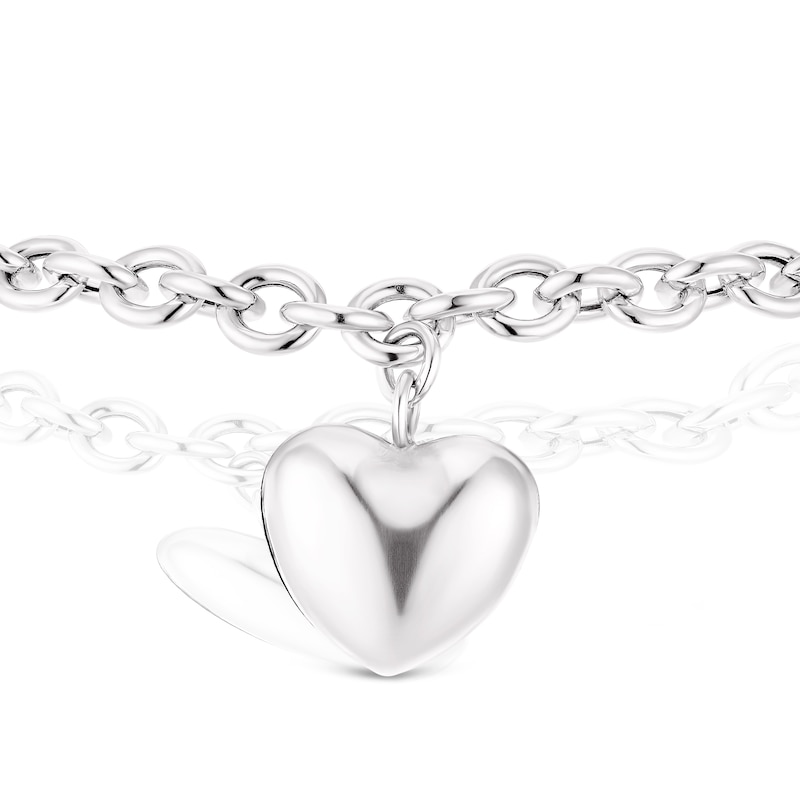Main Image 2 of Sterling Silver Puff Heart Belcher Chain Bracelet