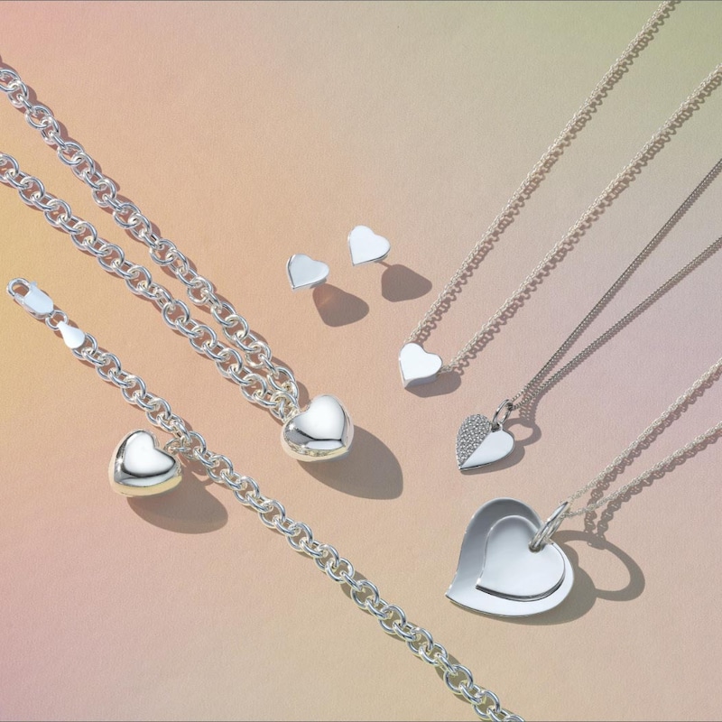 Main Image 3 of Sterling Silver Puff Heart Belcher Chain Bracelet