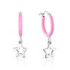 Thumbnail Image 0 of Children's Sterling Silver Pink Enamel Star Hoop Earrings